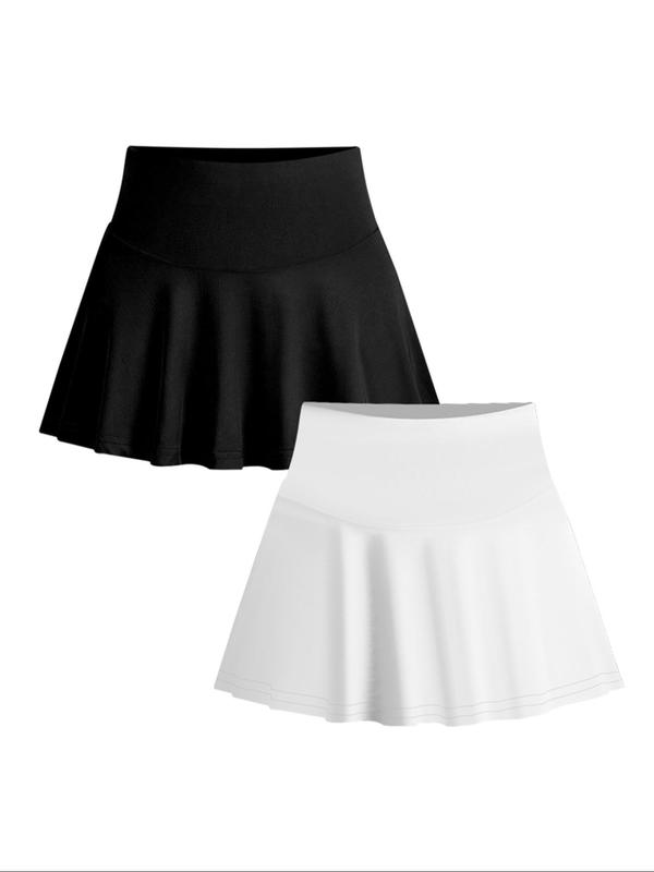 Women's Solid High Waist Mini Skort, Casual Comfy Flared Skort for Daily Wear, Ladies Summer Bottoms for Summer