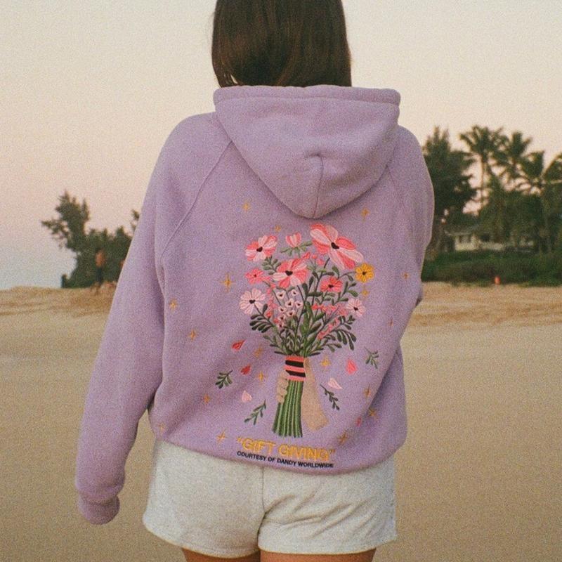 Dandy Flower Hoodie Printed - Dandy Worldwide Hoodie for Women - Cotton Trendy Streetwear Style