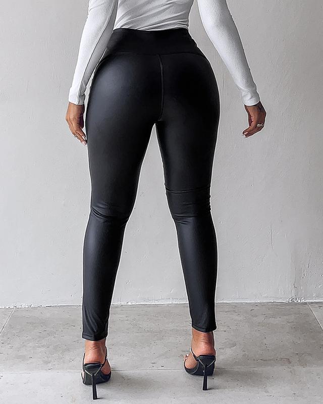 (Black Friday) Women's High Waist Faux Leather Leggings, Stylish, Slimming, and Comfortable