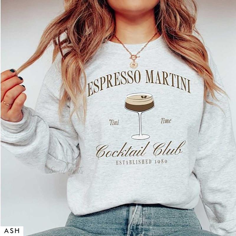 Tini Time Sweatshirt, Espresso Martini Sweatshirt, Retro Cocktail and Social Club Sweatshirt for women