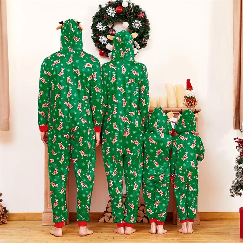 Calsunbaby Family Matching Christmas Pajamas Set Sleepwear Jumpsuit Hoodie with Hood Matching Holiday PJ's for Family