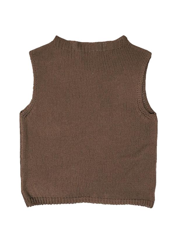 Women's Solid Round Neck Sweater Vest, Summer Clothes Women, Womenswear, Lady Casual Sleeveless Knitwear Top for Spring & Summer, Summer Tops, Summer Outfits 2024,