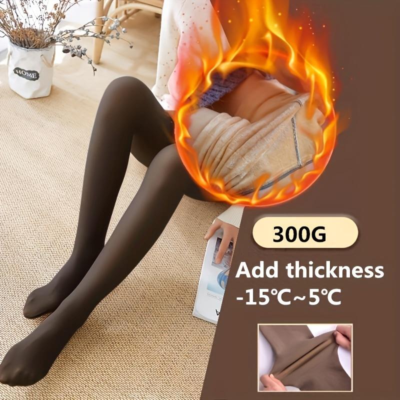 Plush faux transparent stockings for autumn and winter, thick, warm and comfortable high waisted pantyhose, women's socks and semi-sheer stockings