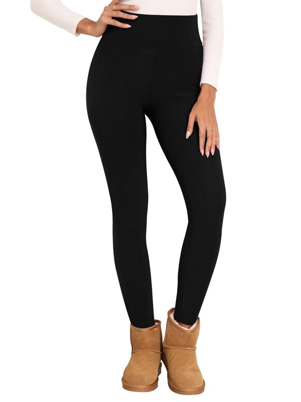 Women's Solid High Waist Thermal Lined Skinny Pants, Casual Comfy Warm Leggings for Fall & Winter, Ladies Bottoms for Daily Wear