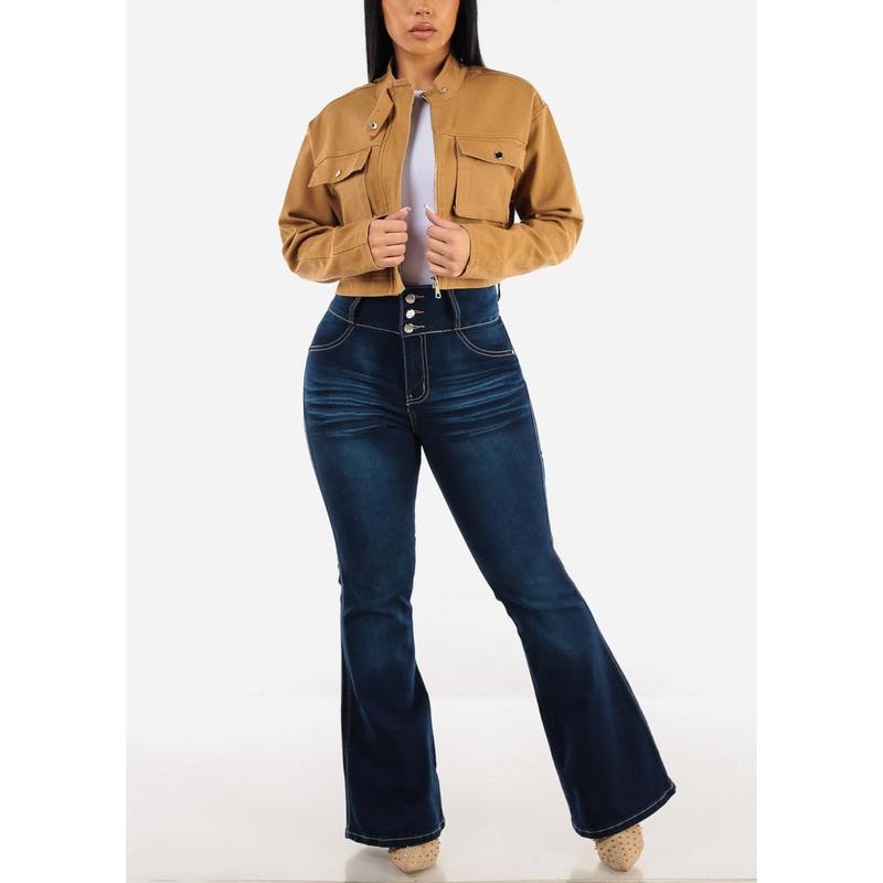 Butt Lift Ultra High Waist Flared Bootcut Jeans Dark Blue