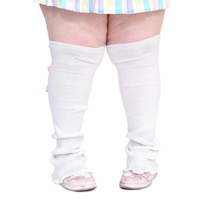 Sugar Ribbon Leg Warmers - White