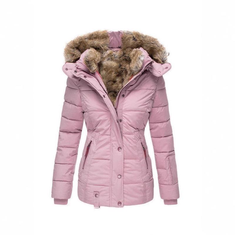 2024 Winter Warm Fur Collar Cotton Clothes Women's Long-Sleeve Zipper Slim-Fitting Cotton-Padded Jacket Coat Hooded Coat