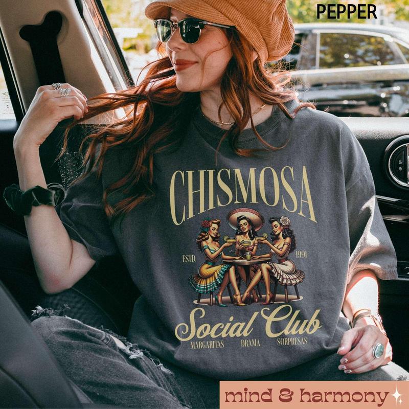 Chismosa Social Club Shirt, Latina Chisme Tee Mexicana Gift Latinx Funny Tshirt Hispanic Trendy Retro Mexican Margarita Cafe