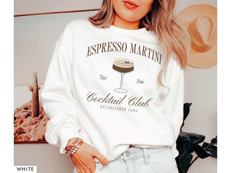 Tini Time Sweatshirt, Espresso Martini Sweatshirt, Retro Cocktail and Social Club Sweatshirt for women