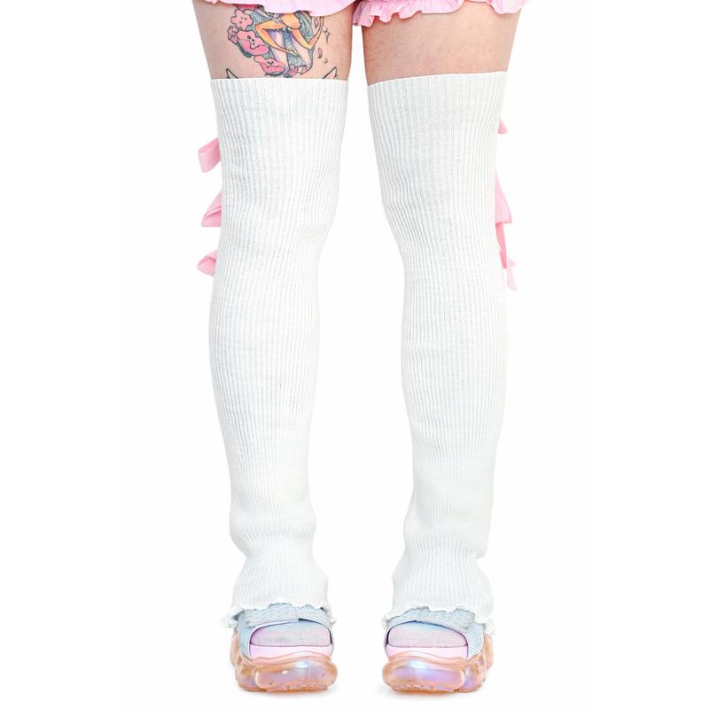 Sugar Ribbon Leg Warmers - White