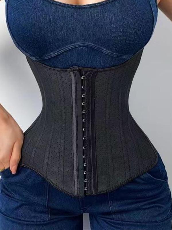 Sporty Women's Adjustable Hook & Eye Closure Waist Trainer, Solid Color Tummy Control Waist Cincher for Yoga Gym, Sports Waist Trainer Shaper, Sporty Waist Slimmer for Women