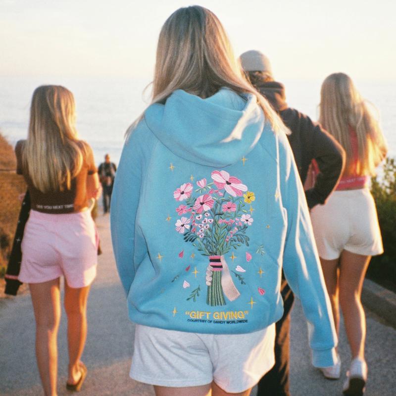 Dandy Flower Hoodie Printed - Dandy Worldwide Hoodie for Women - Cotton Trendy Streetwear Style