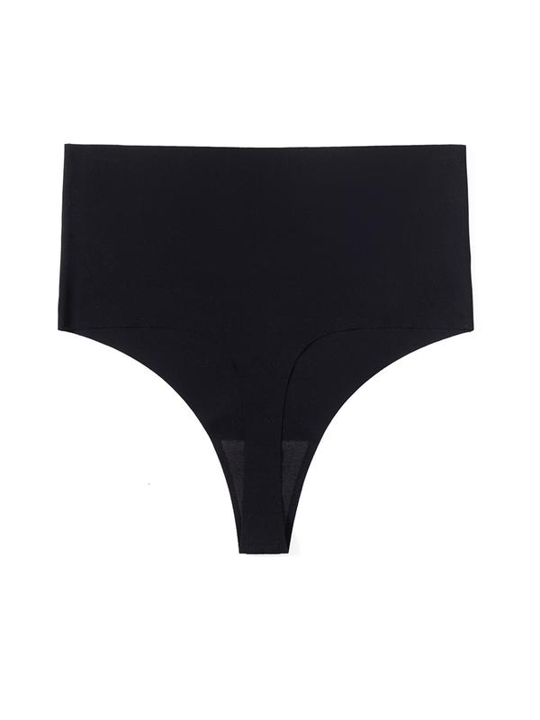 Women's Minimalist Solid High Waist Thongs, Seamless Underwear for Women, Panties for Women, Lady Casual Basic Comfy Breathable Seamless Panty for Daily Wear, Ladies Comfort Underwear for All Seasons, Womenswear Panties