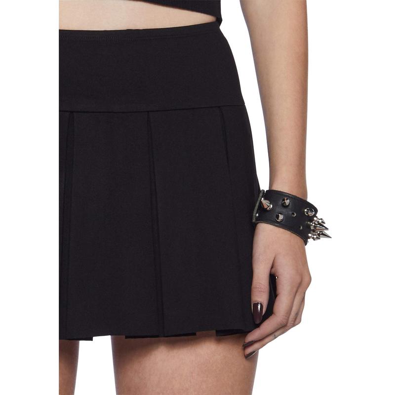 Wicked Scholar Pleated Mini Skirt - Black