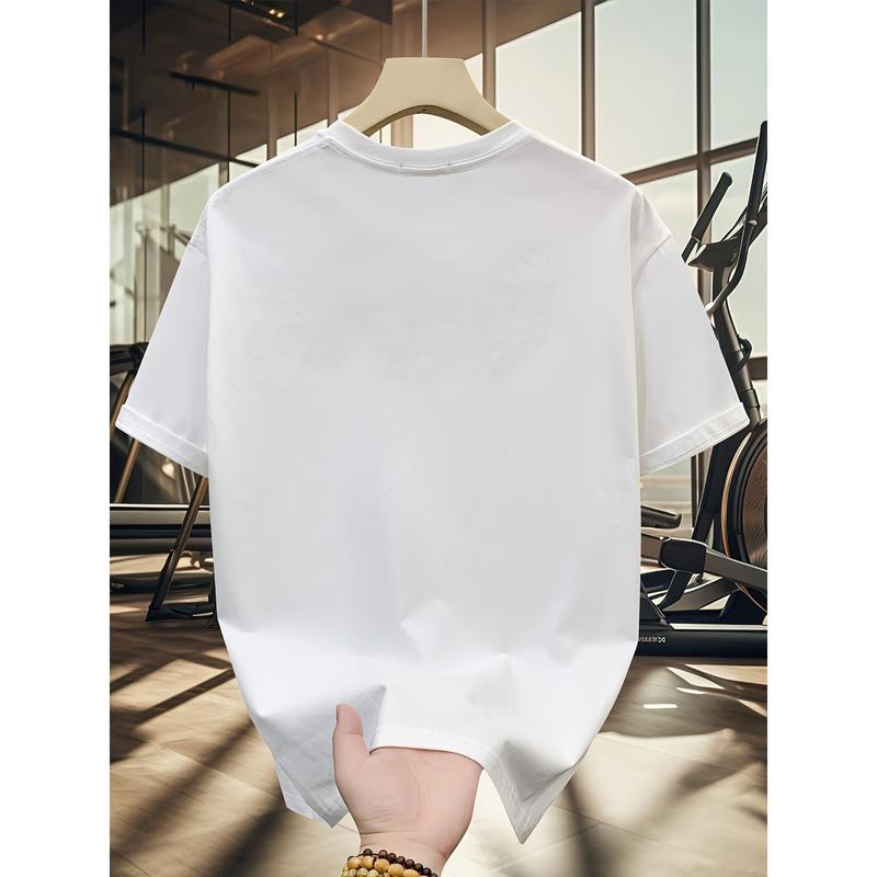 New Pure Cotton T-Shirt Minimalist Design Printed Round Neck Top Fashion Couple Style,Personalized, Loose And Versatile, Fashion, Street Style, Round Neck, 100% Pure Cotton