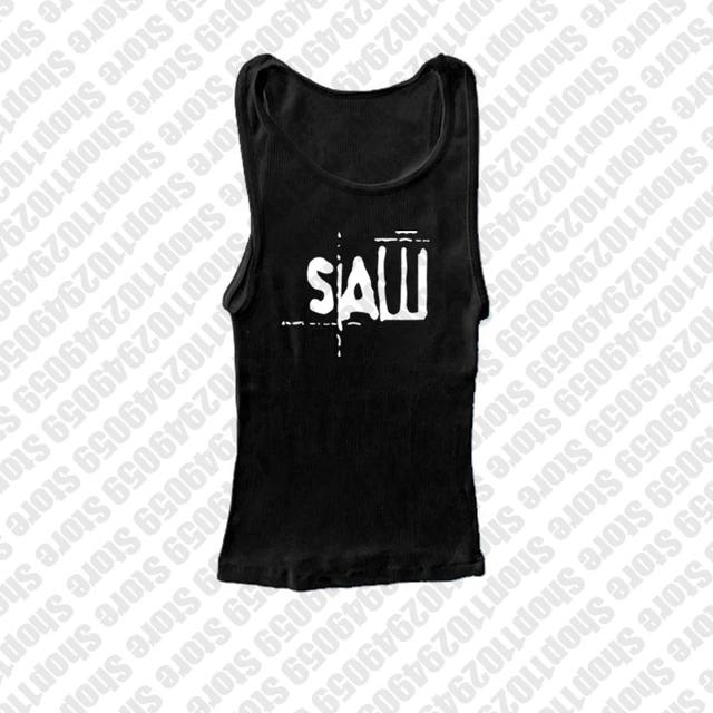 Saw Horror Movies Tank Top, Punk Streetwear Black Casual Camisole Tops, Women's Grunge Gothic Tee, Y2k Style Clothes, Punk Slim Tee, Horror Tank Top, Gift For Fan Cotton Crewneck Womenswear Shirt Soft