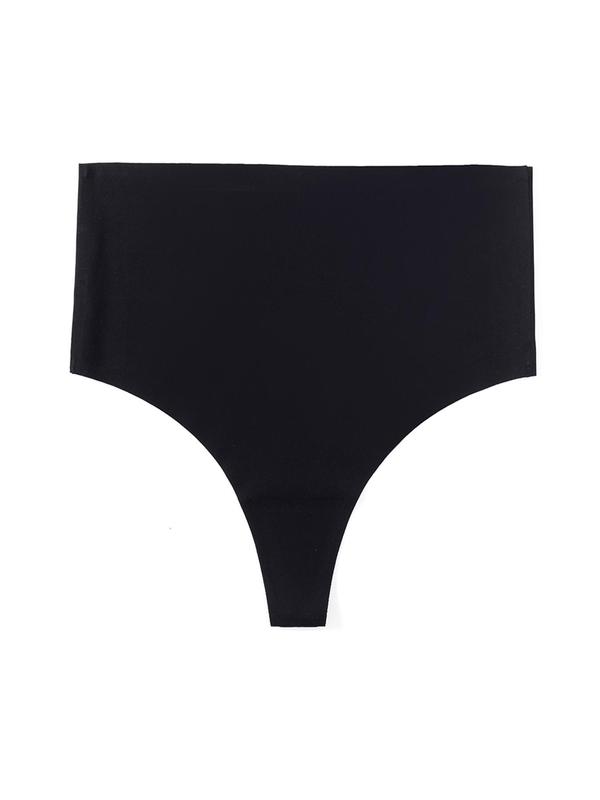 Women's Minimalist Solid High Waist Thongs, Seamless Underwear for Women, Panties for Women, Lady Casual Basic Comfy Breathable Seamless Panty for Daily Wear, Ladies Comfort Underwear for All Seasons, Womenswear Panties