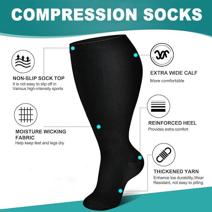 ISUNIE Plus Size Compression Socks Wide Calf Extra Large Knee High Sock for BBW,Fashion Socks for Walking,Running,Cycling,Outfits,Winter,christmas 2024 ornament