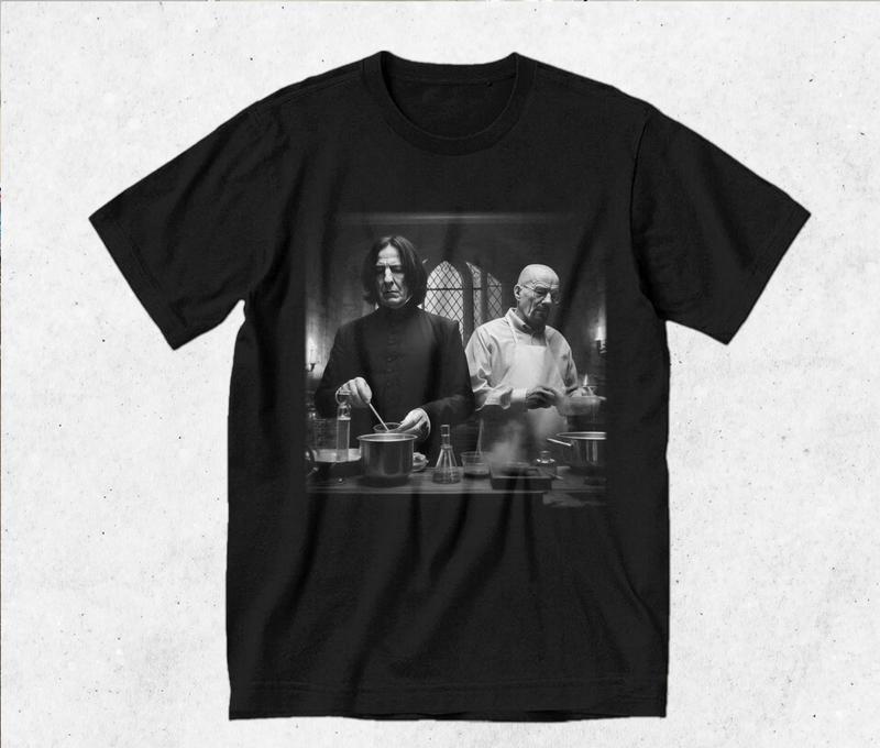 Severus Snape and Walter White in Lab Shirt Wizard House Hogwarts Breaking Bad, Wizarding Fan Funny 90s Vintage Meme