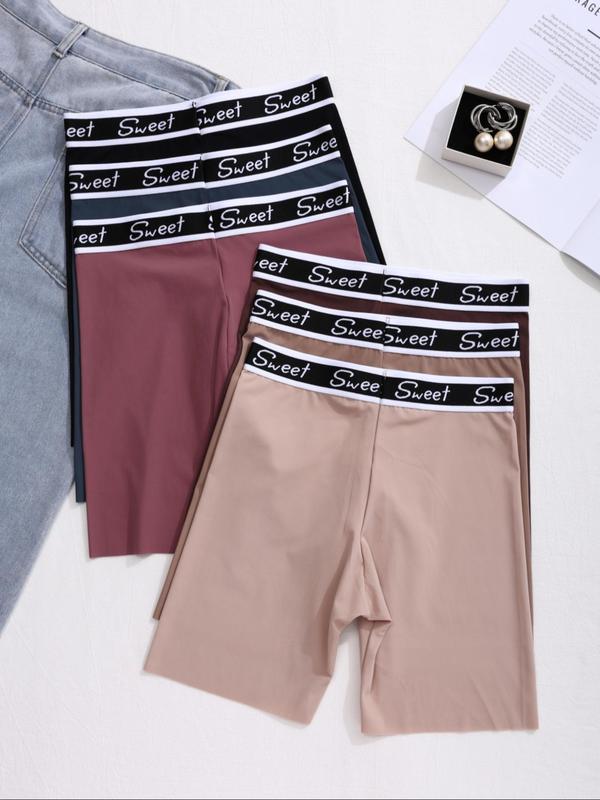 Women's Letter Tape Waist Boyshorts, Casual Comfy Knicker for Daily Wear, Ladies Underwear for All Seasons Panty Shorts