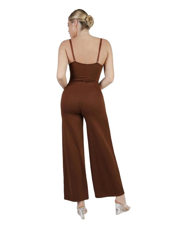 Popilush Lace Deep V-Neck Wide-Leg Shapewear Jumpsuit Official Live