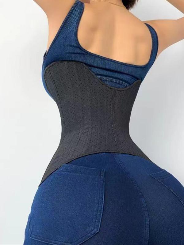 Sporty Women's Adjustable Hook & Eye Closure Waist Trainer, Solid Color Tummy Control Waist Cincher for Yoga Gym, Sports Waist Trainer Shaper, Sporty Waist Slimmer for Women