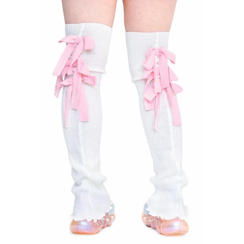 Sugar Ribbon Leg Warmers - White