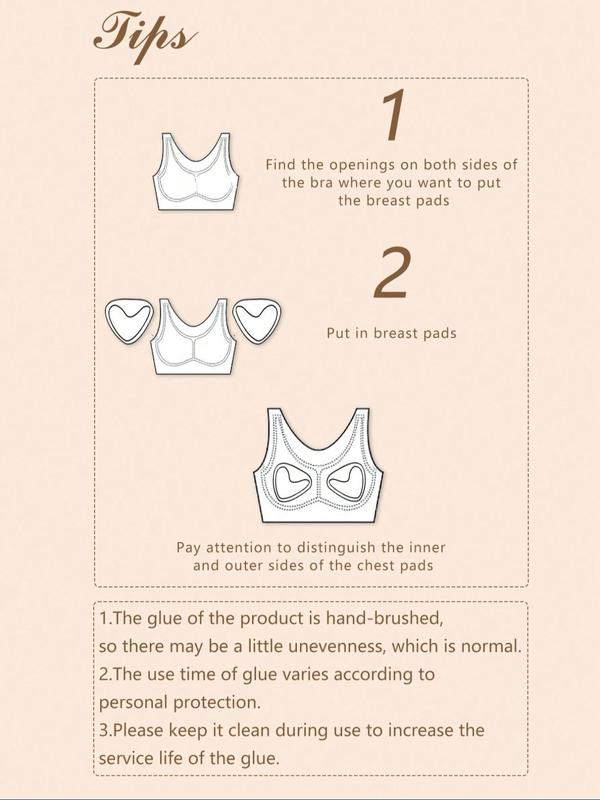 Women's Solid Color Silicone Heart Shaped Push Up Bra Insert, Breathable Comfortable Lingerie Accessories for Swimsuit, Bikini