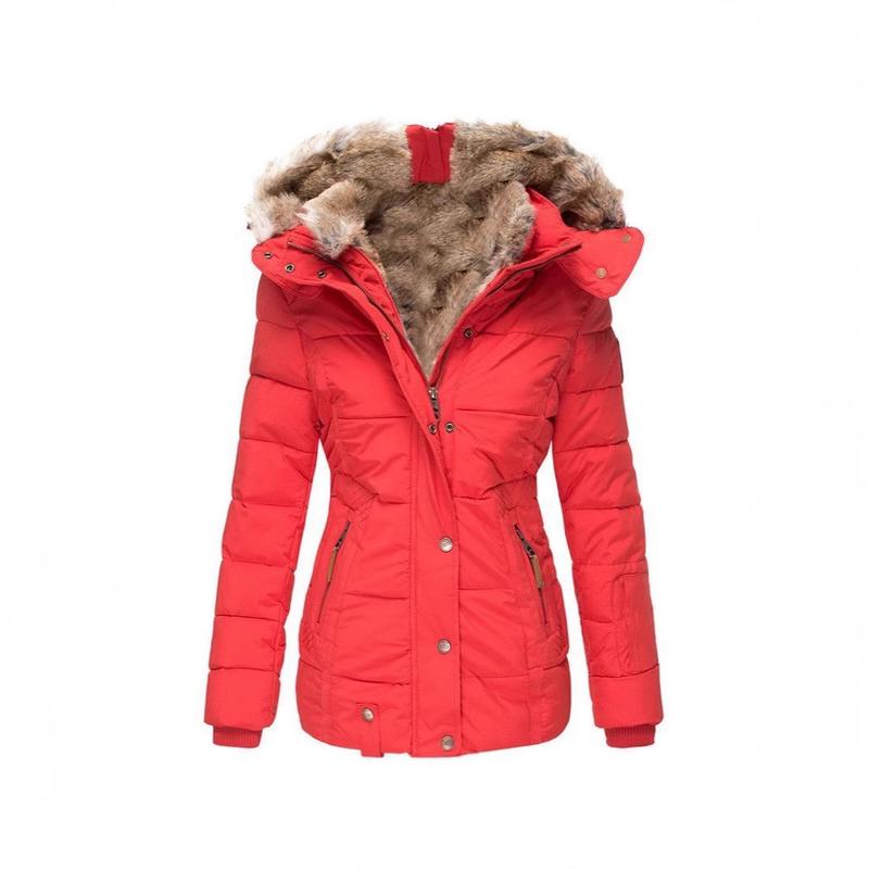 2024 Winter Warm Fur Collar Cotton Clothes Women's Long-Sleeve Zipper Slim-Fitting Cotton-Padded Jacket Coat Hooded Coat