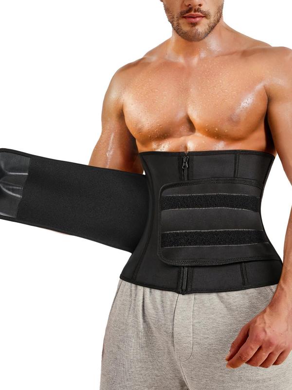 Men's Solid Zipper Waist Trainer, Tummy Control Sauna Sweat Waist Cincher, Waist Trainer for Men, Shaper for Men