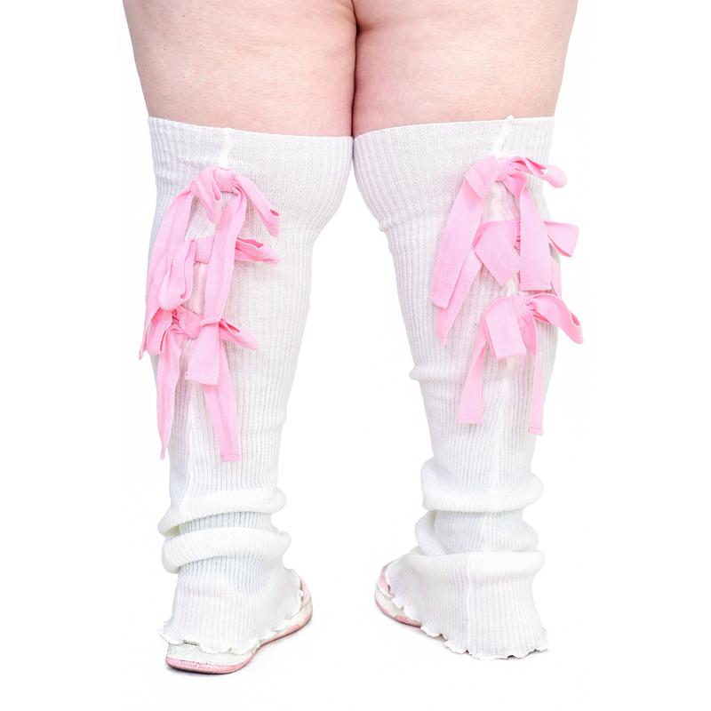 Sugar Ribbon Leg Warmers - White