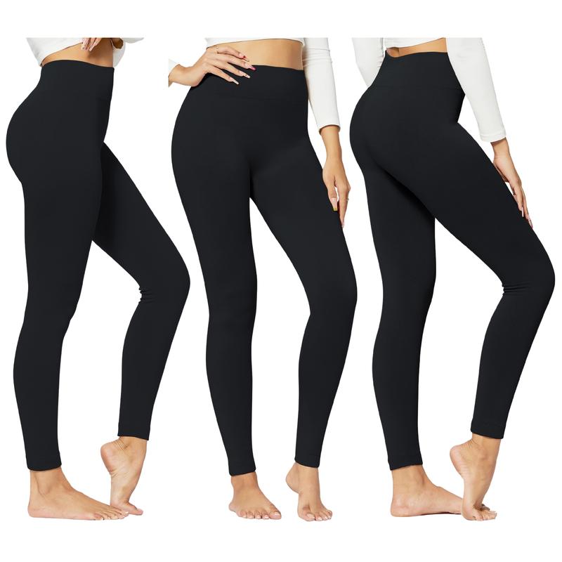 1-Pack Women's High-Waisted Cozy Fleece-Lined Seamless Leggings Soft Womenswear Comfortable Bottom Fit