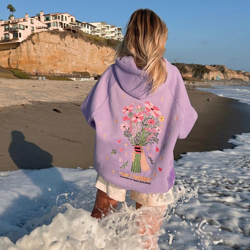 Dandy Flower Hoodie Printed - Dandy Worldwide Hoodie for Women - Cotton Trendy Streetwear Style