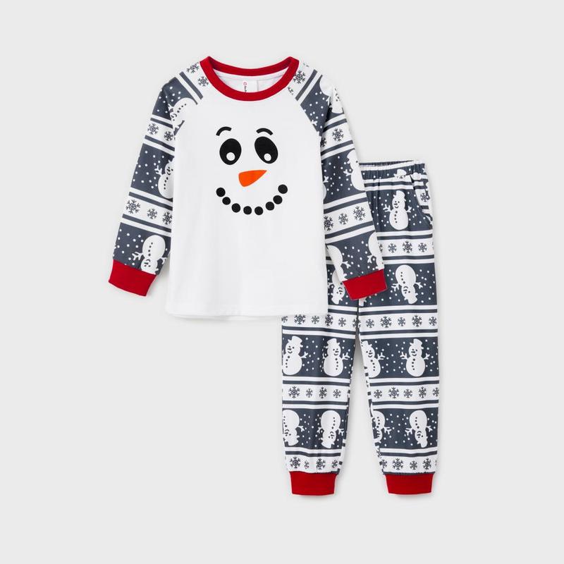 PatPat Matching Christmas Pajamas Family Snowman Pattern Long Sleeves PJs Sets