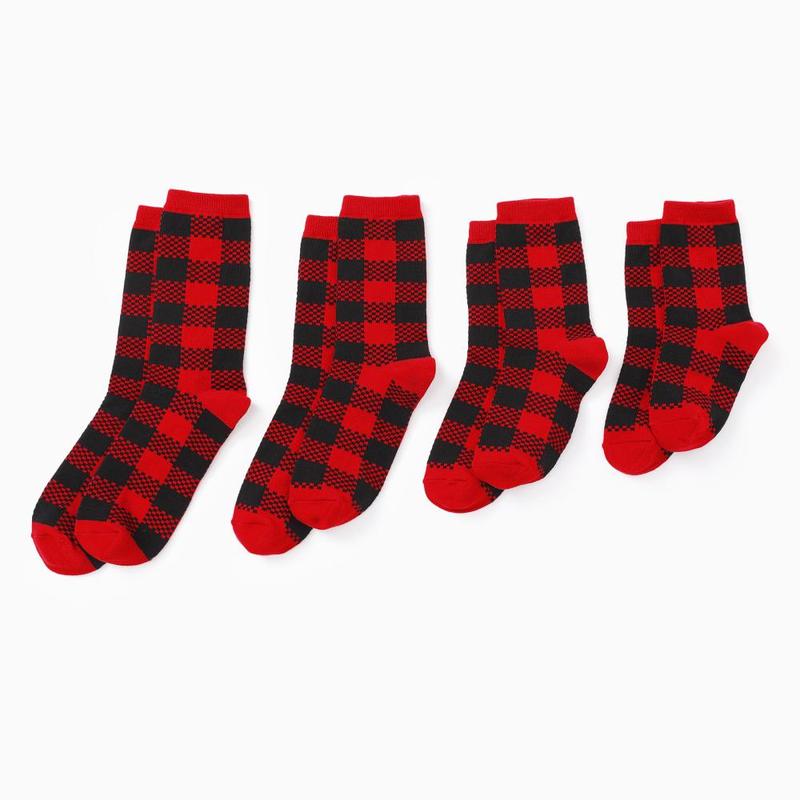 PatPat Christmas Socks Family Matching Classic Red&Black Plaid Socks