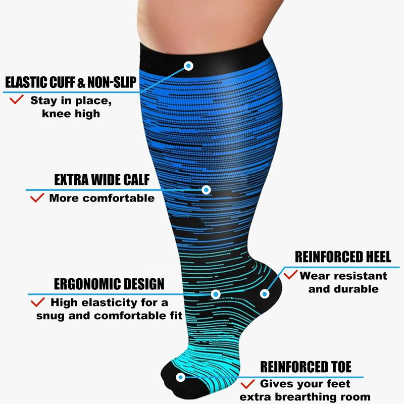 ISUNIE Plus Size Compression Socks Wide Calf Extra Large Knee High Sock for BBW,Fashion Socks for Walking,Running,Cycling,Outfits,Winter,christmas 2024 ornament