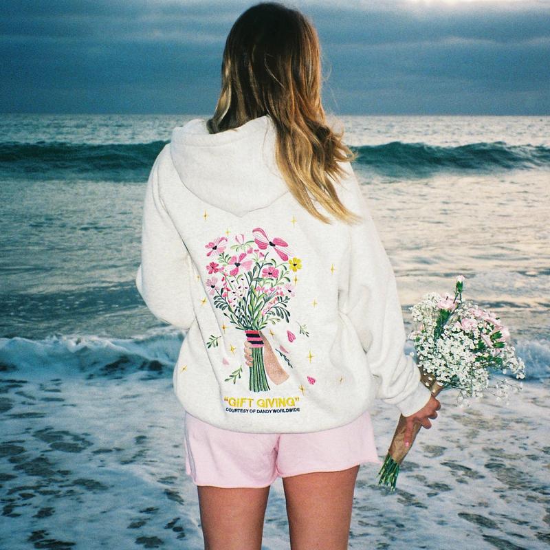 Dandy Flower Hoodie Printed - Dandy Worldwide Hoodie for Women - Cotton Trendy Streetwear Style