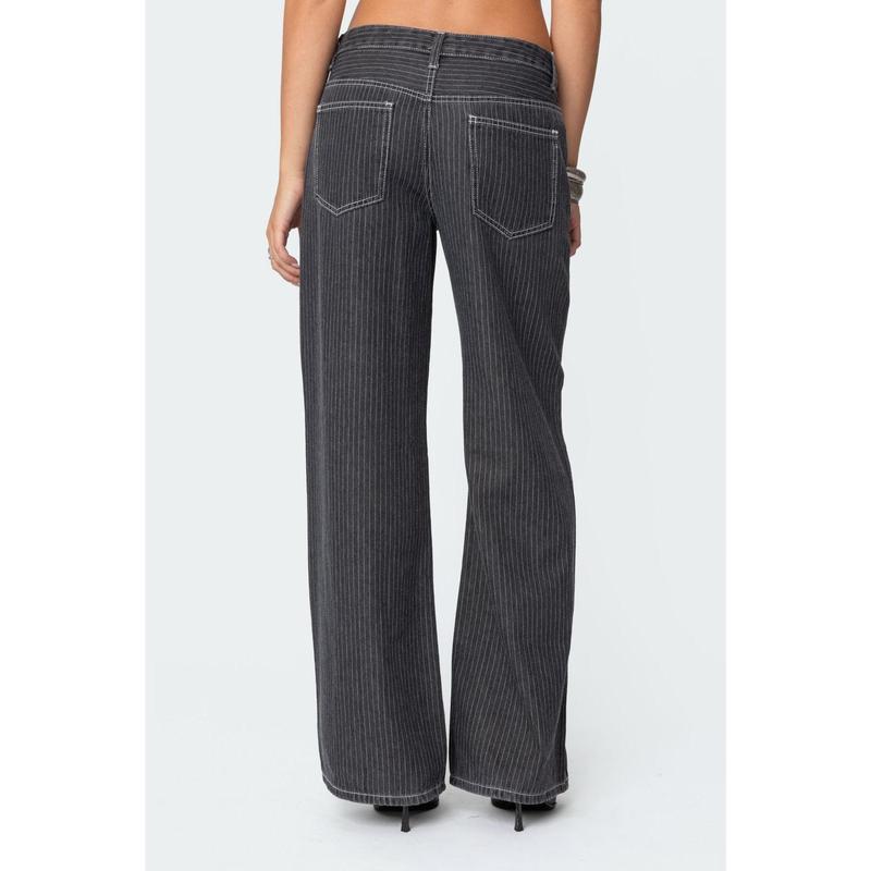 Pinstripe Low Rise Jeans