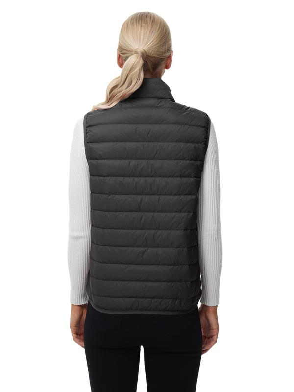 Women's Solid Zip Up Thermal Lined Funnel Neck Vest Jacket, Casual Waterproof Sleeveless Pocket Sports Down Coat for Hiking Camping, Ladies Sportswear for Fall & Winter