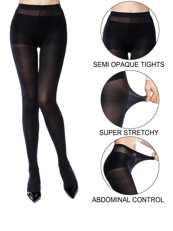 Women's Solid Sheer 40d Tights, Casual Comfy Breathable Tummy Control Thigh High Stockings for Daily Wear, Ladies Stocking for All Seasons