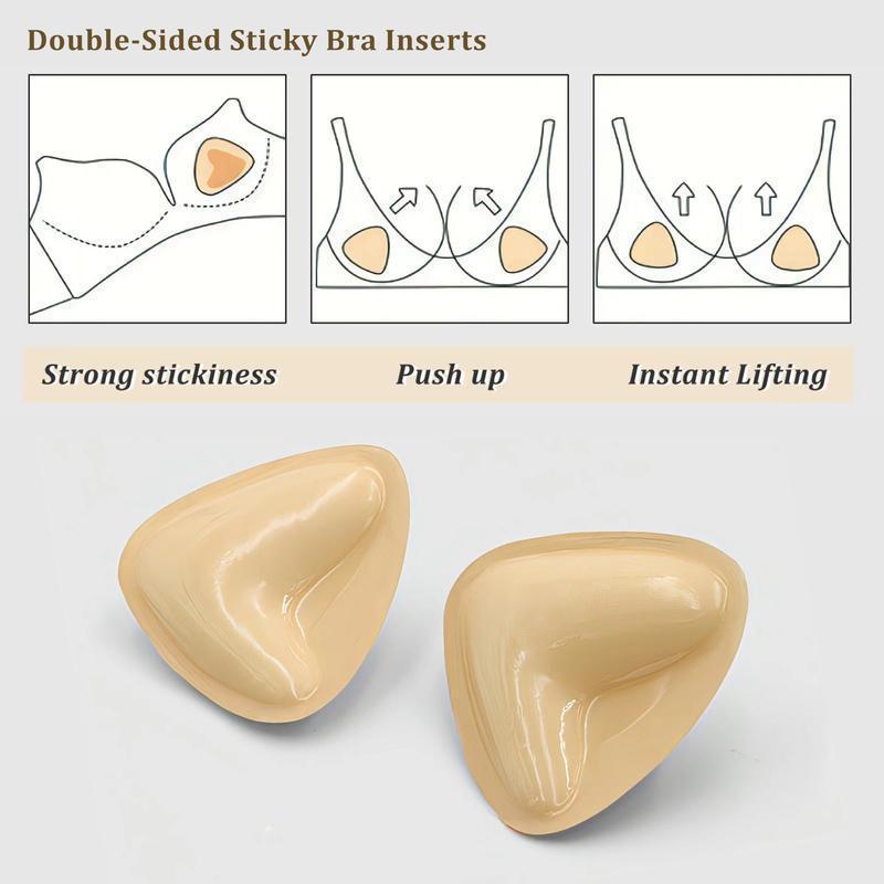 Double-Sided Sticky Bra Inserts Push upBreastEnhancers Pads Reusable Padded UltraLiftInserts Adhesive Bra Pads BikiniWomenswearAccessories Strapless UnderwearLady WomenComfort Bridal Mini Rice