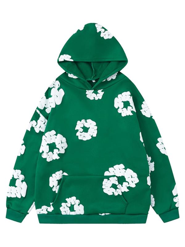 Two-piece Set Women's Floral Print Pocket Hoodie & Drawstring Waist Sweatpants Set, Casual Long Sleeve Hooded Pullover & Elastic Waist Pants, Women's Fall & Winter Clothes, Comfort Sweat Set