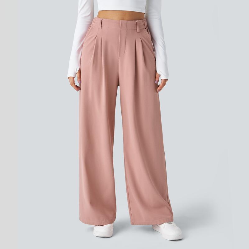 Halara Flex High Waisted Plicated Side Pocket Wide Leg Waffle Work Pants