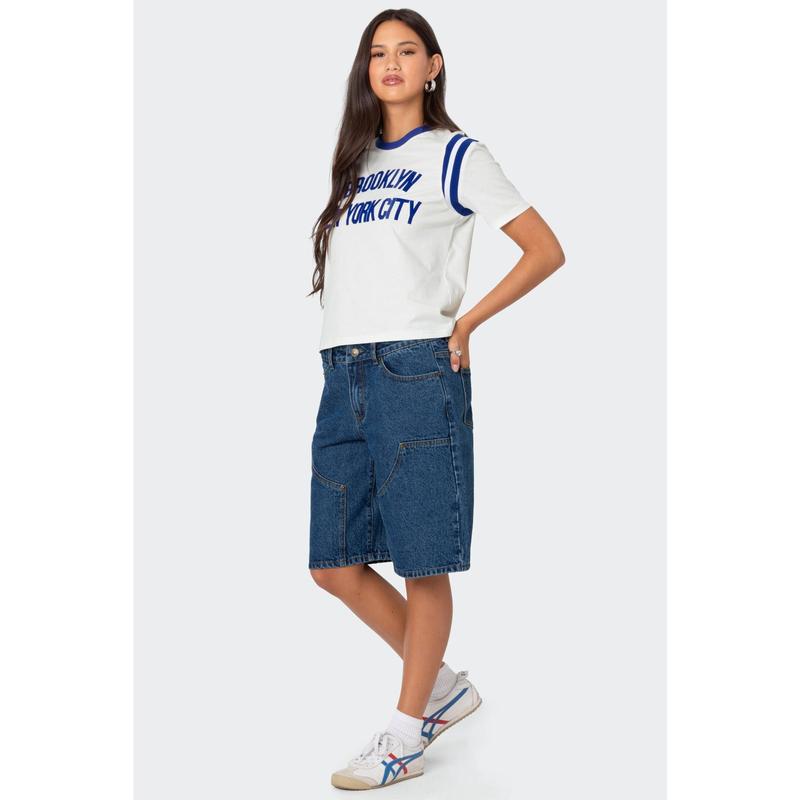 Jacqui Low Rise Denim Bermuda Shorts