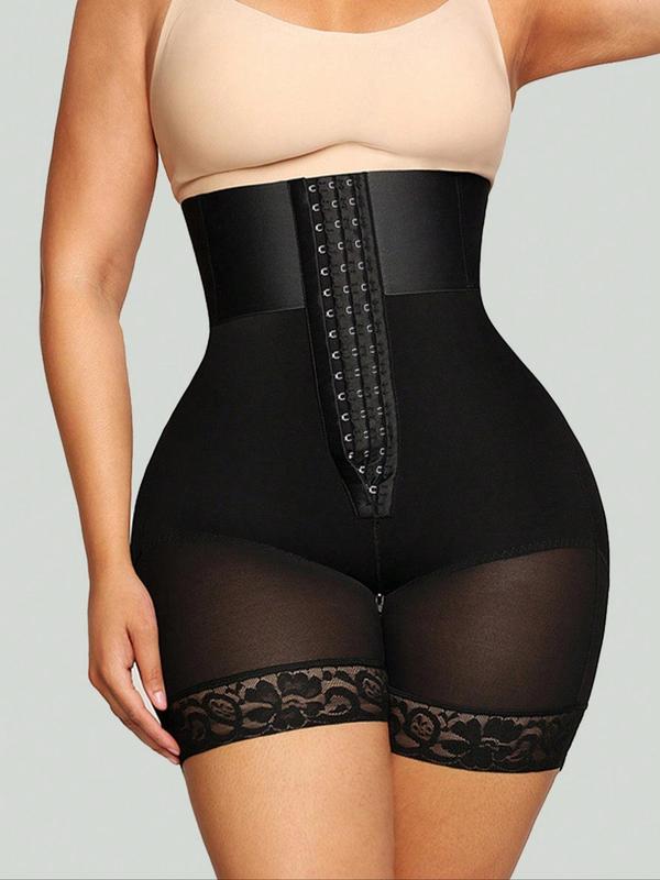 Women's Contrast Lace Adjustable Hook & Eye Closure Shapewear Shorts, Tummy Control Butt Lifter Shapewear Bottoms, Invisible Shaper for Daily Wear, Fall Wear, Fallfreshness