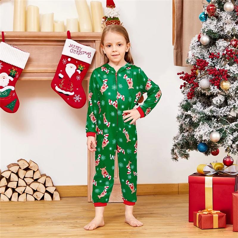 Calsunbaby Family Matching Christmas Pajamas Set Sleepwear Jumpsuit Hoodie with Hood Matching Holiday PJ's for Family