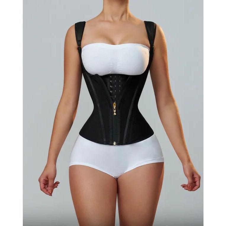 High Stretch Mesh Waistband With Row Buckle and Zipper Postpartum Corset Waist Trainer Body Shaper Women Vest Sexy Shaping Curve