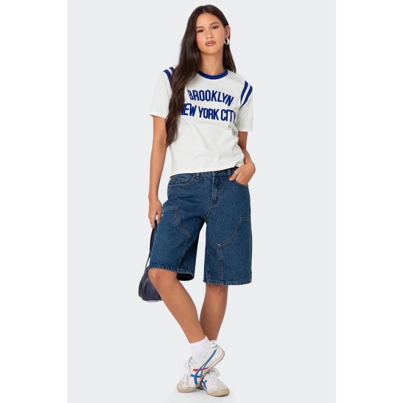 Jacqui Low Rise Denim Bermuda Shorts