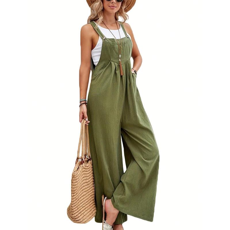 Effortlessly Chic Wide Leg Jumpsuit - Loose Fit With Pockets, Perfect For Summer & Spring, Stylish Womens Clothing For Casual Everyday Style