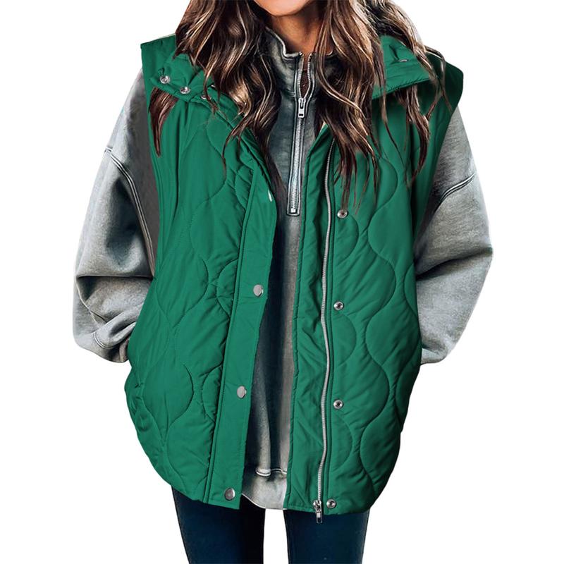 EVALESS Women's Puffer Vest Lightweight Quilted Button Zip Up Stand Collar Sleeveless Jackets Coat Outerwear 2024 Fashion Fall Winter Women Clothing